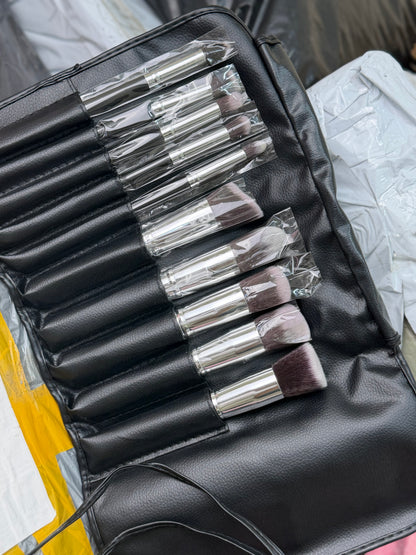Balck and Pink Makeup Brushes Set