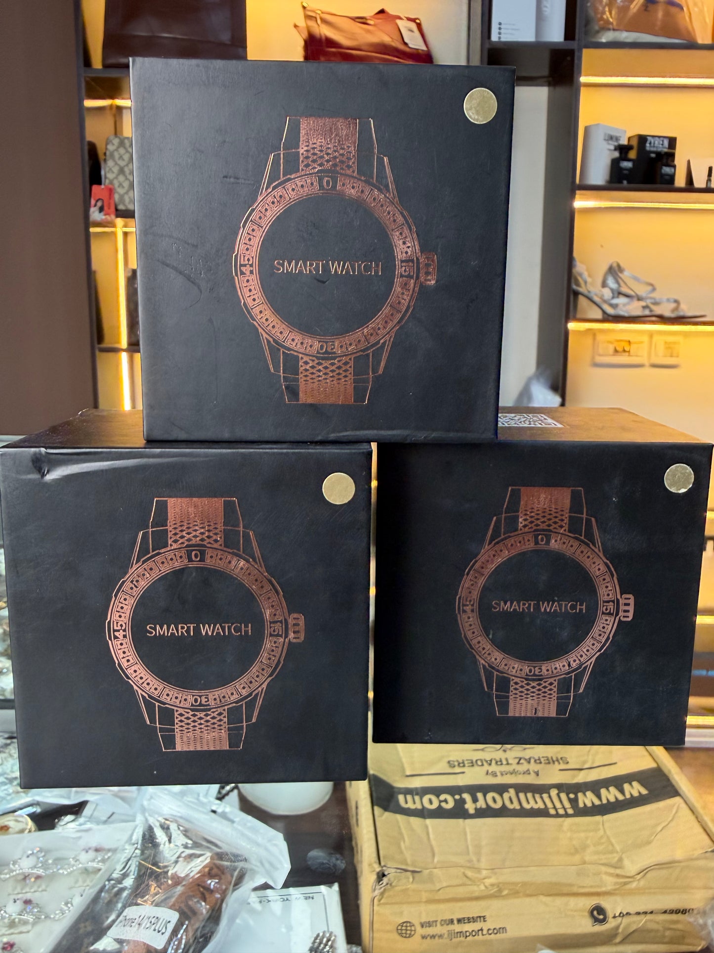 Golden Smartwatch with Stones